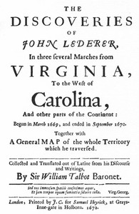 Cover of The Discoveries of John Lederer ...